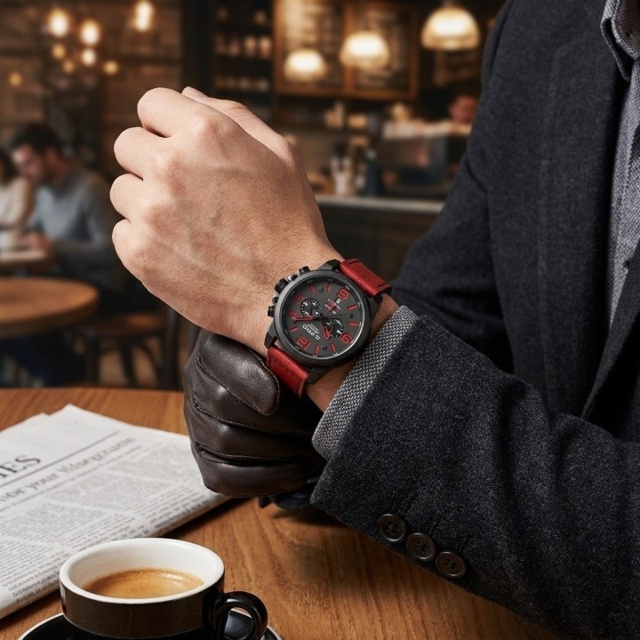 Reloj G-force Chrono Gr8314 Pulso En Cuero Para Hombre