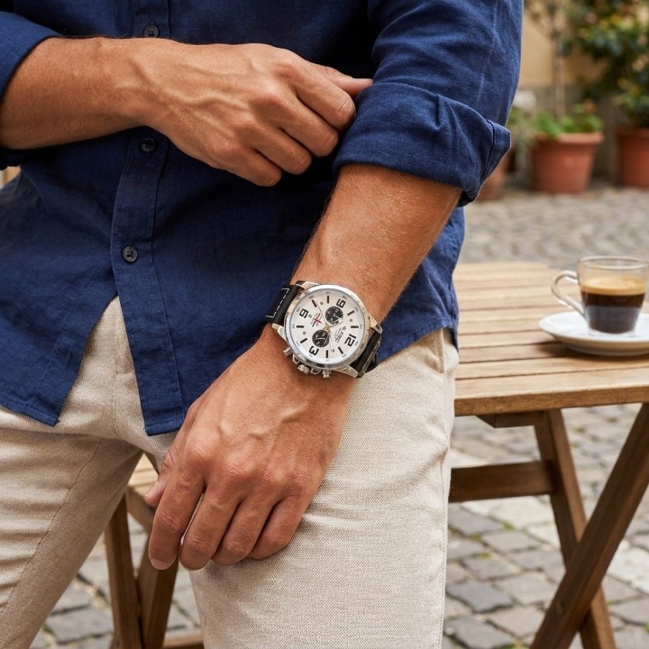 Reloj G-force Chrono Gr8314 Pulso En Cuero Para Hombre