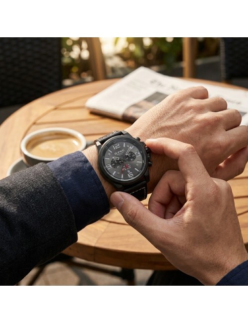 Reloj G-force Chrono Gr8314 Pulso En Cuero Para Hombre