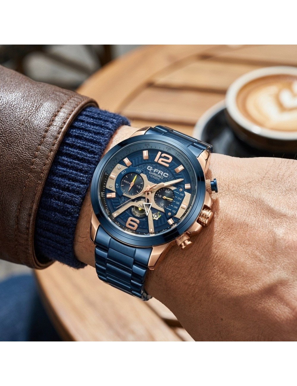 Reloj G-force Gr8329 Cronógrafo De Acero + Estuche Premium