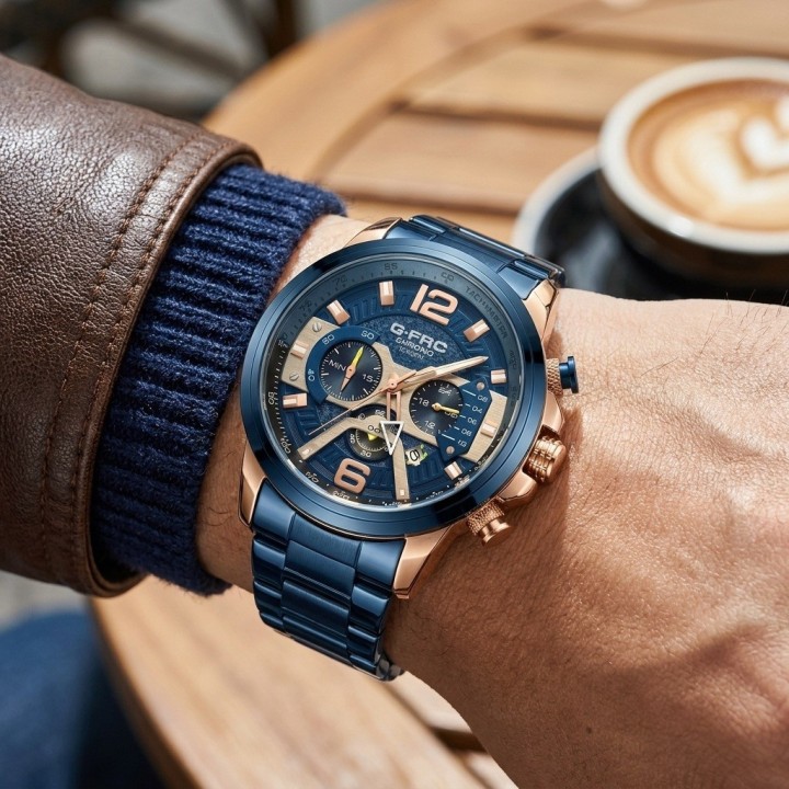 Reloj G-force Gr8329 Cronógrafo De Acero + Estuche Premium