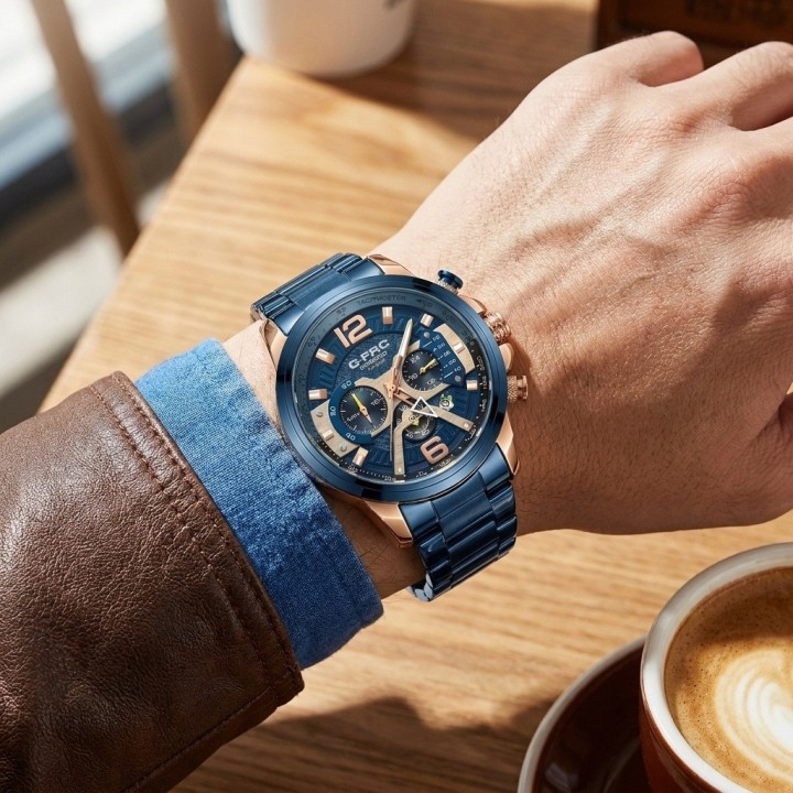 Reloj G-force Gr8329 Cronógrafo De Acero + Estuche Premium