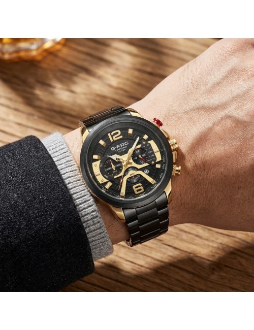 Reloj G-force Gr8329 Cronógrafo De Acero + Estuche Premium