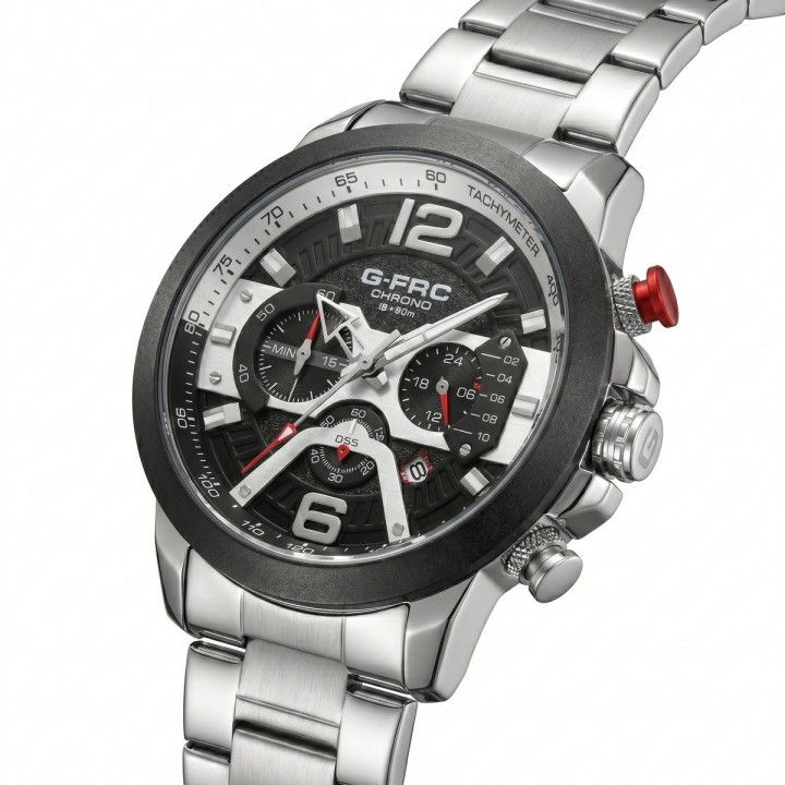 Reloj G-force Gr8329 Cronógrafo De Acero + Estuche Premium