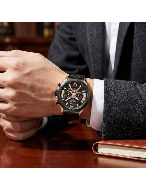 Reloj G-force Gr8329 Cronógrafo De Acero + Estuche Premium