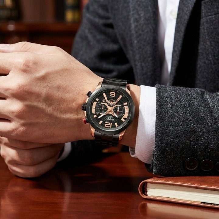 Reloj G-force Gr8329 Cronógrafo De Acero + Estuche Premium