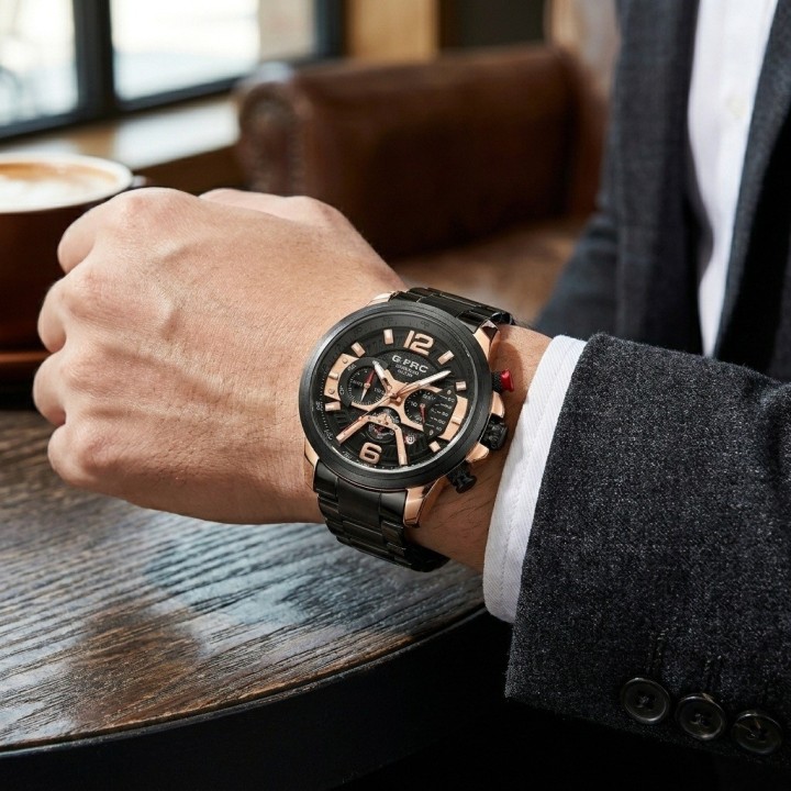 Reloj G-force Gr8329 Cronógrafo De Acero + Estuche Premium