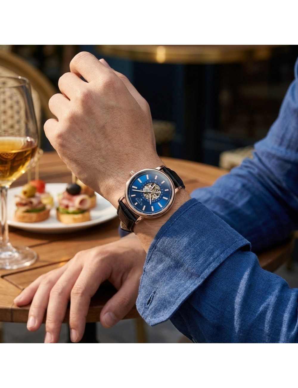 Reloj G-force At9829 Automático En Cuero + Estuche Premium