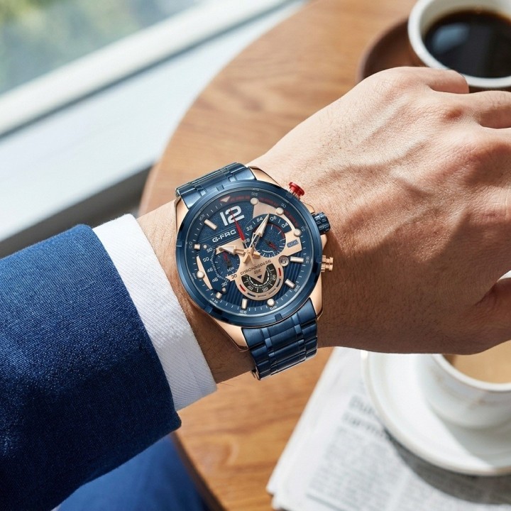Reloj G-force Gr8395 Cronógrafo De Acero + Estuche Premium