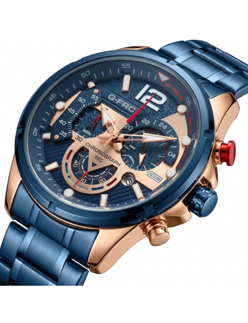 Reloj G-force Gr8395 Cronógrafo De Acero + Estuche Premium