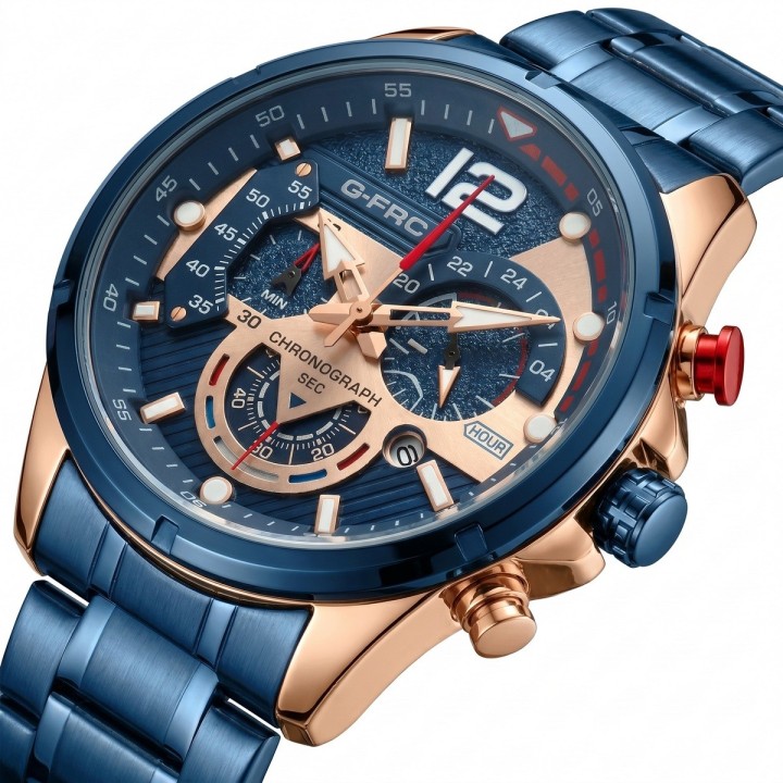 Reloj G-force Gr8395 Cronógrafo De Acero + Estuche Premium