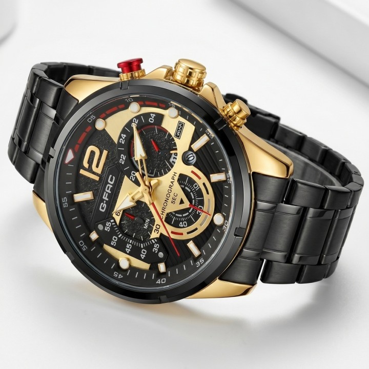 Reloj G-force Gr8395 Cronógrafo De Acero + Estuche Premium