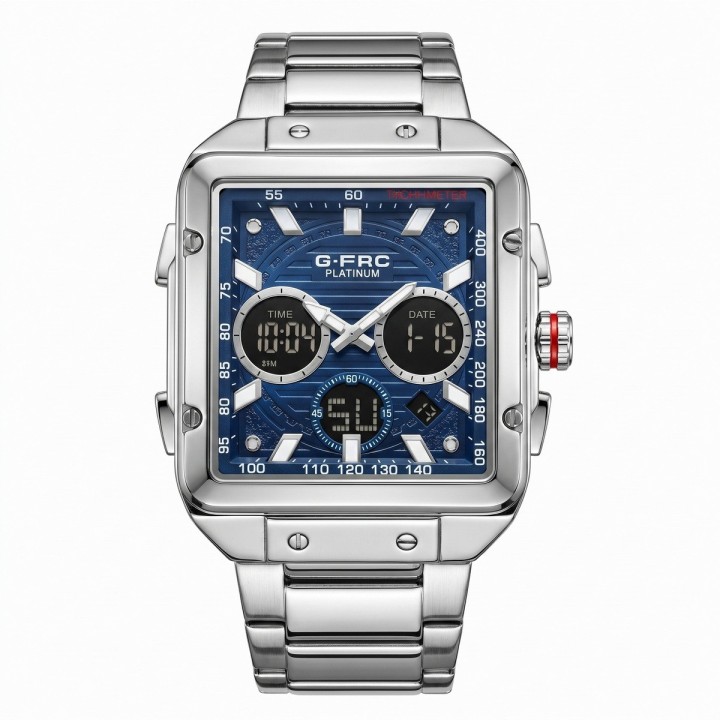 Reloj G-force Al193 Doble Hora En Acero + Estuche Premium