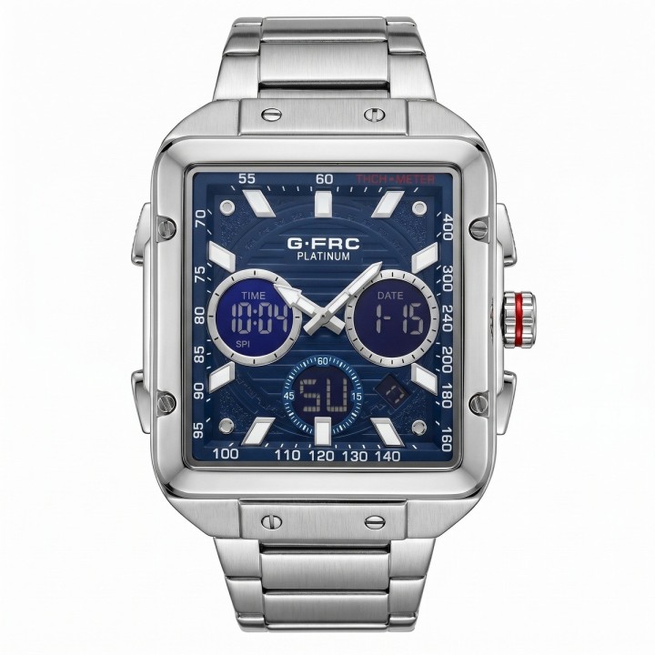 Reloj G-force Al193 Doble Hora En Acero + Estuche Premium