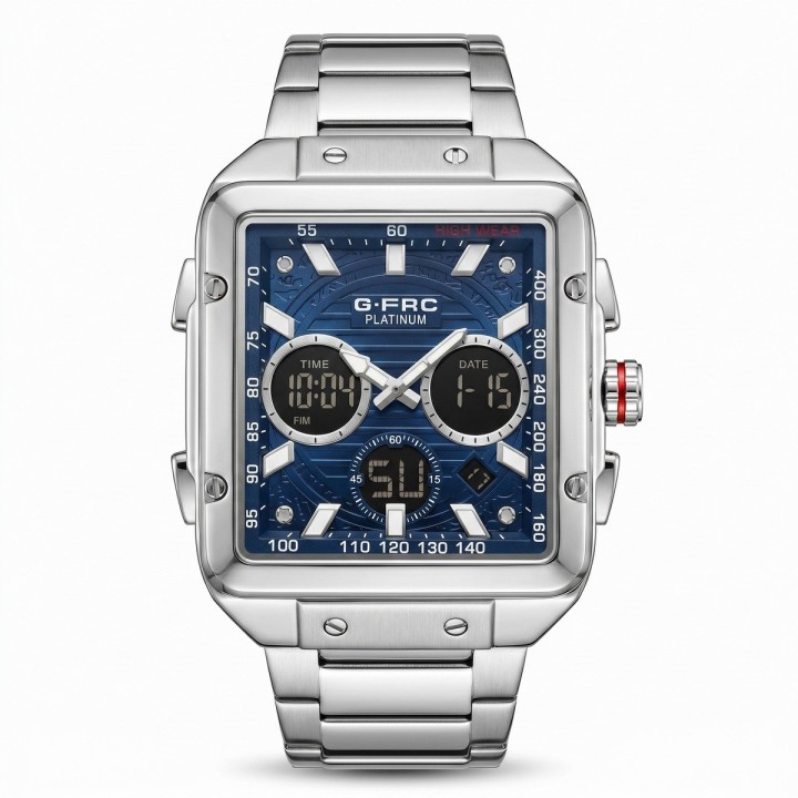 Reloj G-force Al193 Doble Hora En Acero + Estuche Premium