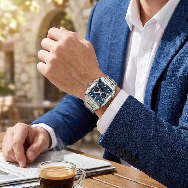 Reloj G-force Al193 Doble Hora En Acero + Estuche Premium