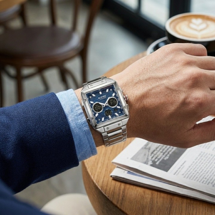 Reloj G-force Al193 Doble Hora En Acero + Estuche Premium