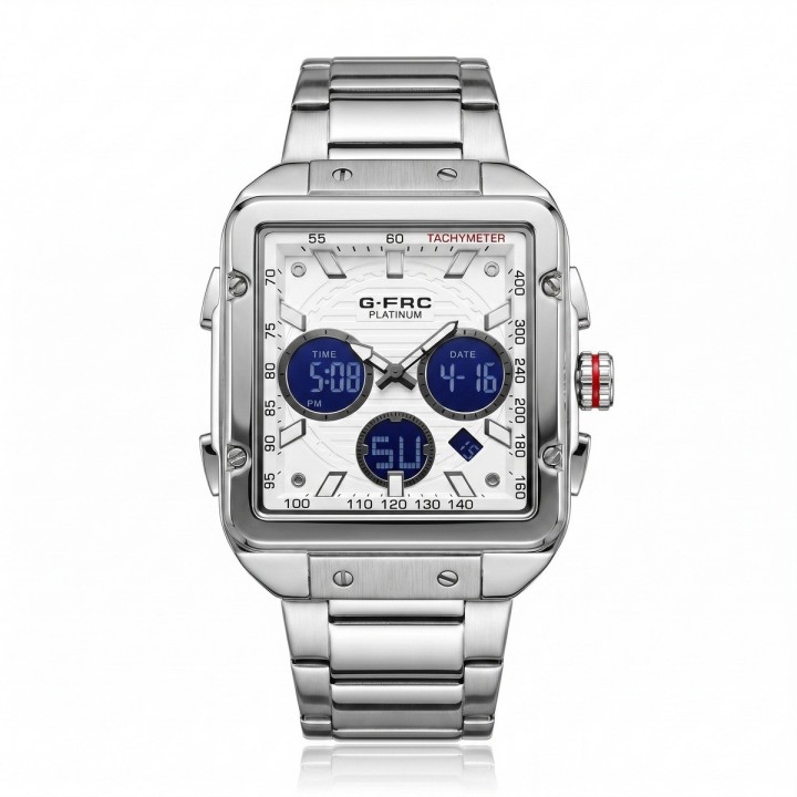 Reloj G-force Al193 Doble Hora En Acero + Estuche Premium