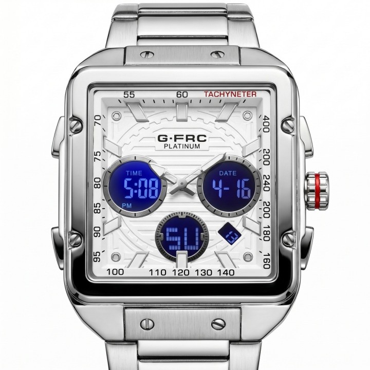 Reloj G-force Al193 Doble Hora En Acero + Estuche Premium