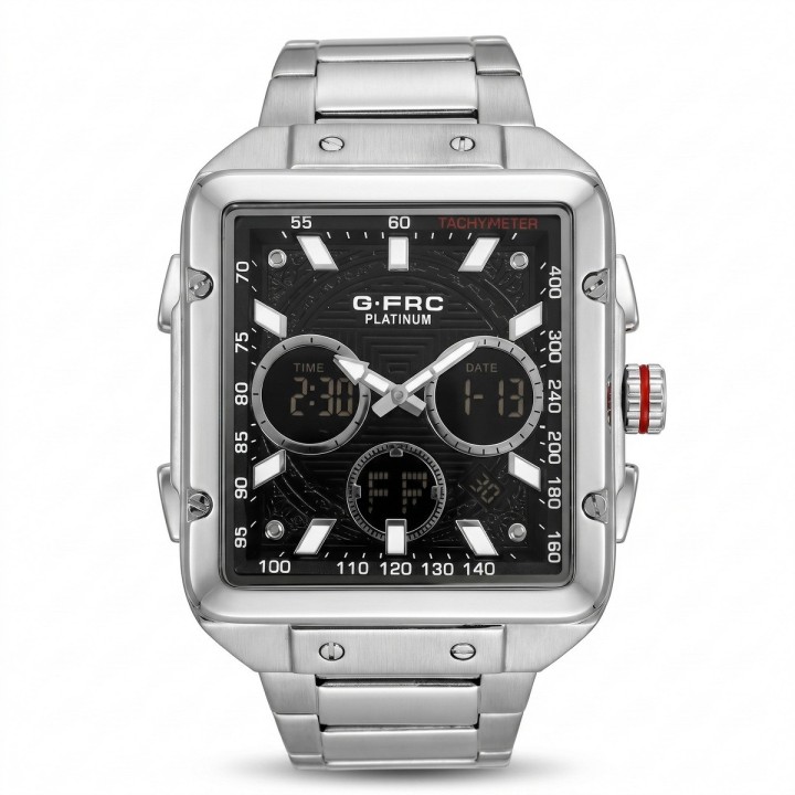 Reloj G-force Al193 Doble Hora En Acero + Estuche Premium
