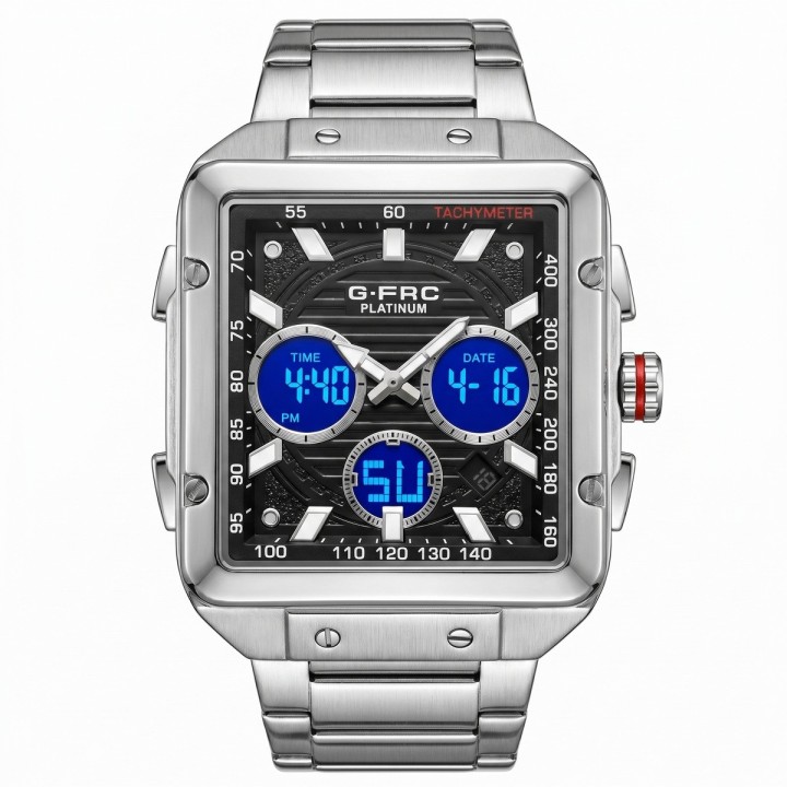 Reloj G-force Al193 Doble Hora En Acero + Estuche Premium