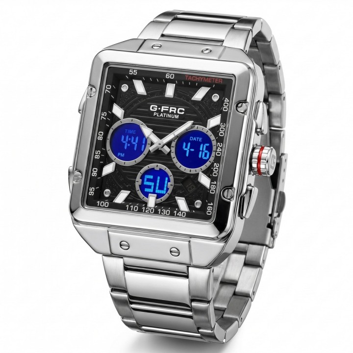 Reloj G-force Al193 Doble Hora En Acero + Estuche Premium