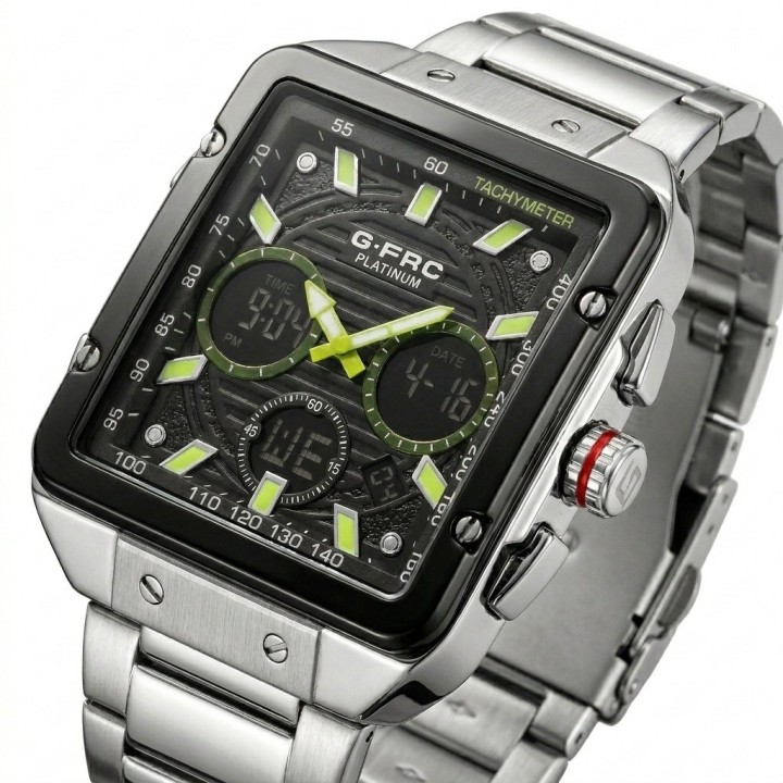Reloj G-force Al193 Doble Hora En Acero + Estuche Premium