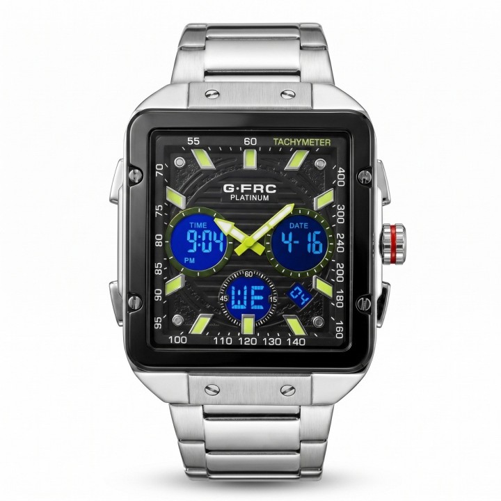 Reloj G-force Al193 Doble Hora En Acero + Estuche Premium