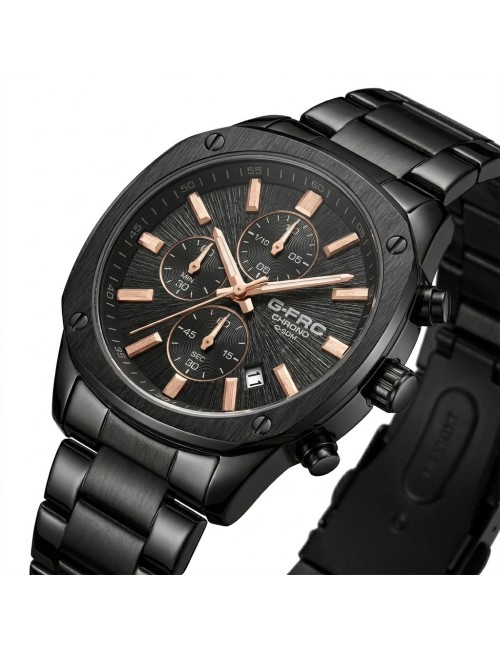 Reloj G-force Gr8490 Cronógrafo De Acero + Estuche Premium