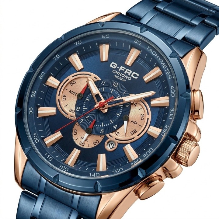 Reloj G-force Gr8363 Cronógrafo De Acero + Estuche Premium