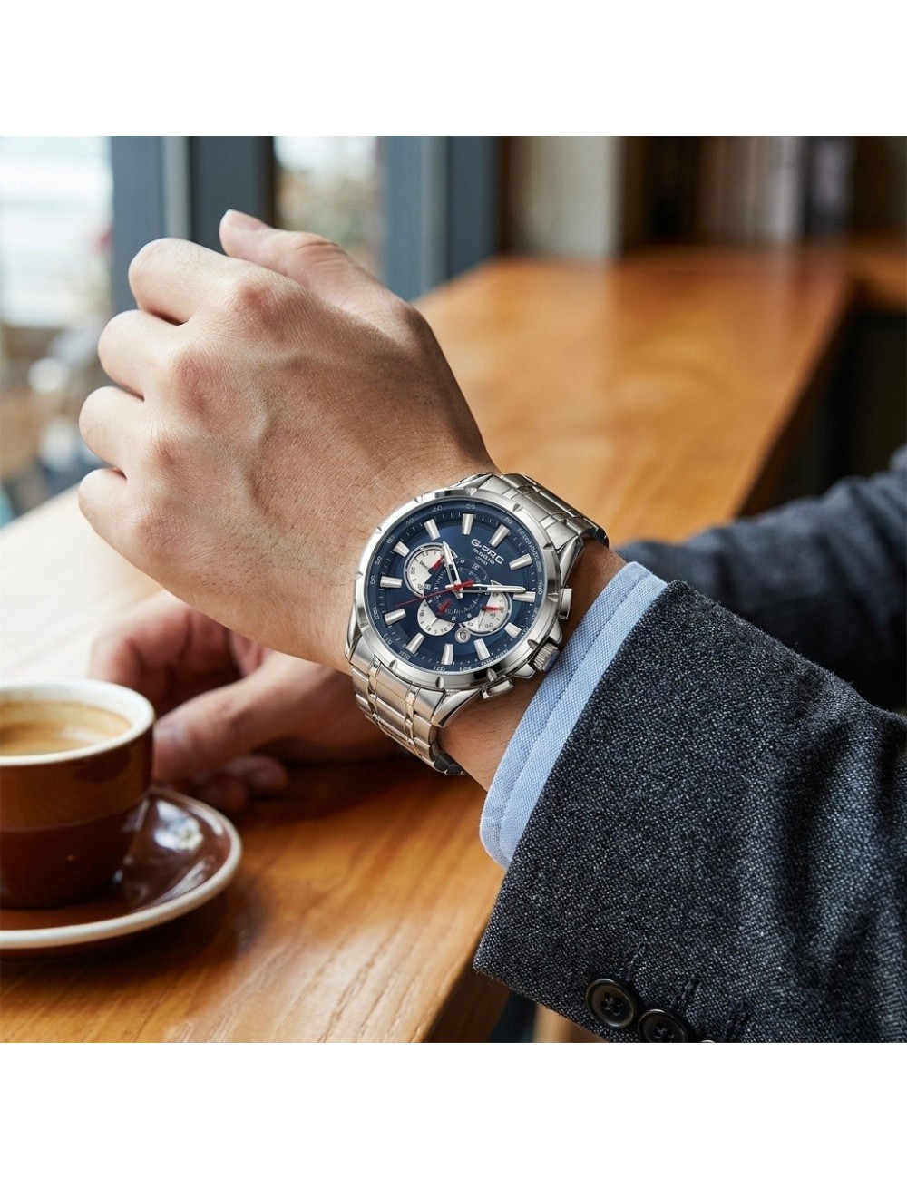 Reloj G-force Gr8363 Cronógrafo De Acero + Estuche Premium