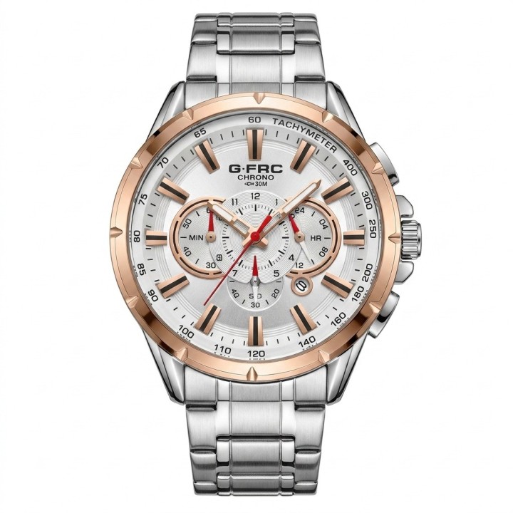 Reloj G-force Gr8363 Cronógrafo De Acero + Estuche Premium