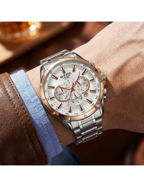 Reloj G-force Gr8363 Cronógrafo De Acero + Estuche Premium