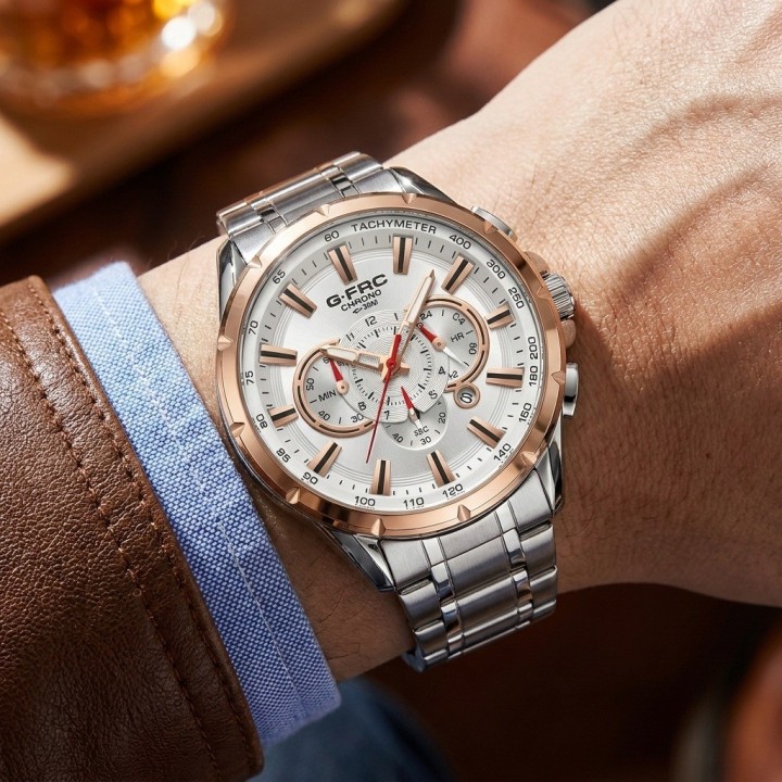 Reloj G-force Gr8363 Cronógrafo De Acero + Estuche Premium