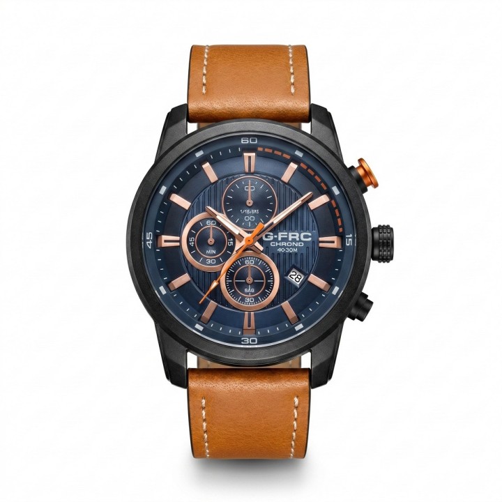 Reloj G-force Gr8291 Cronografo De Cuero + Estuche Premium