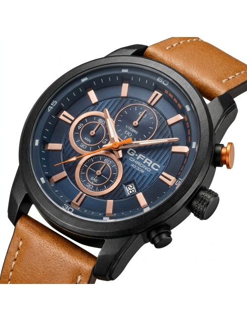 Reloj G-force Gr8291 Cronografo De Cuero + Estuche Premium