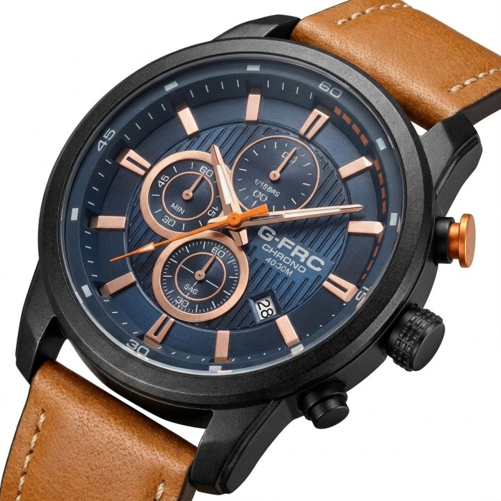 Reloj G-force Gr8291 Cronografo De Cuero + Estuche Premium