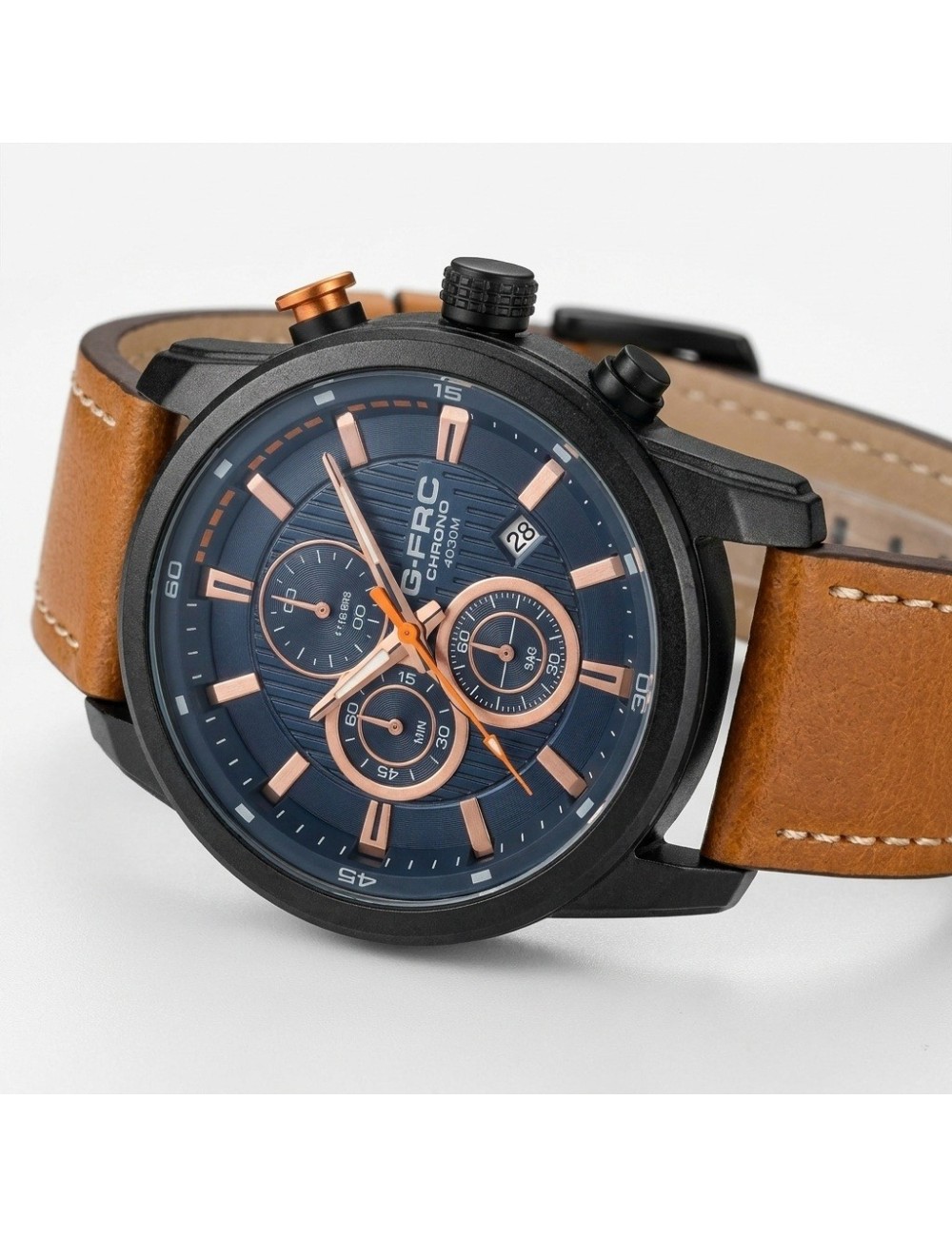 Reloj G-force Gr8291 Cronografo De Cuero + Estuche Premium
