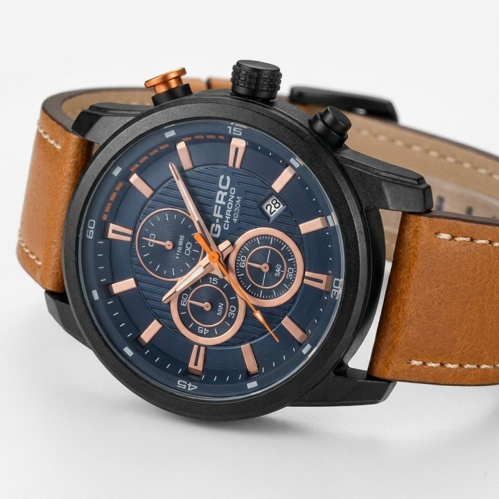 Reloj G-force Gr8291 Cronografo De Cuero + Estuche Premium