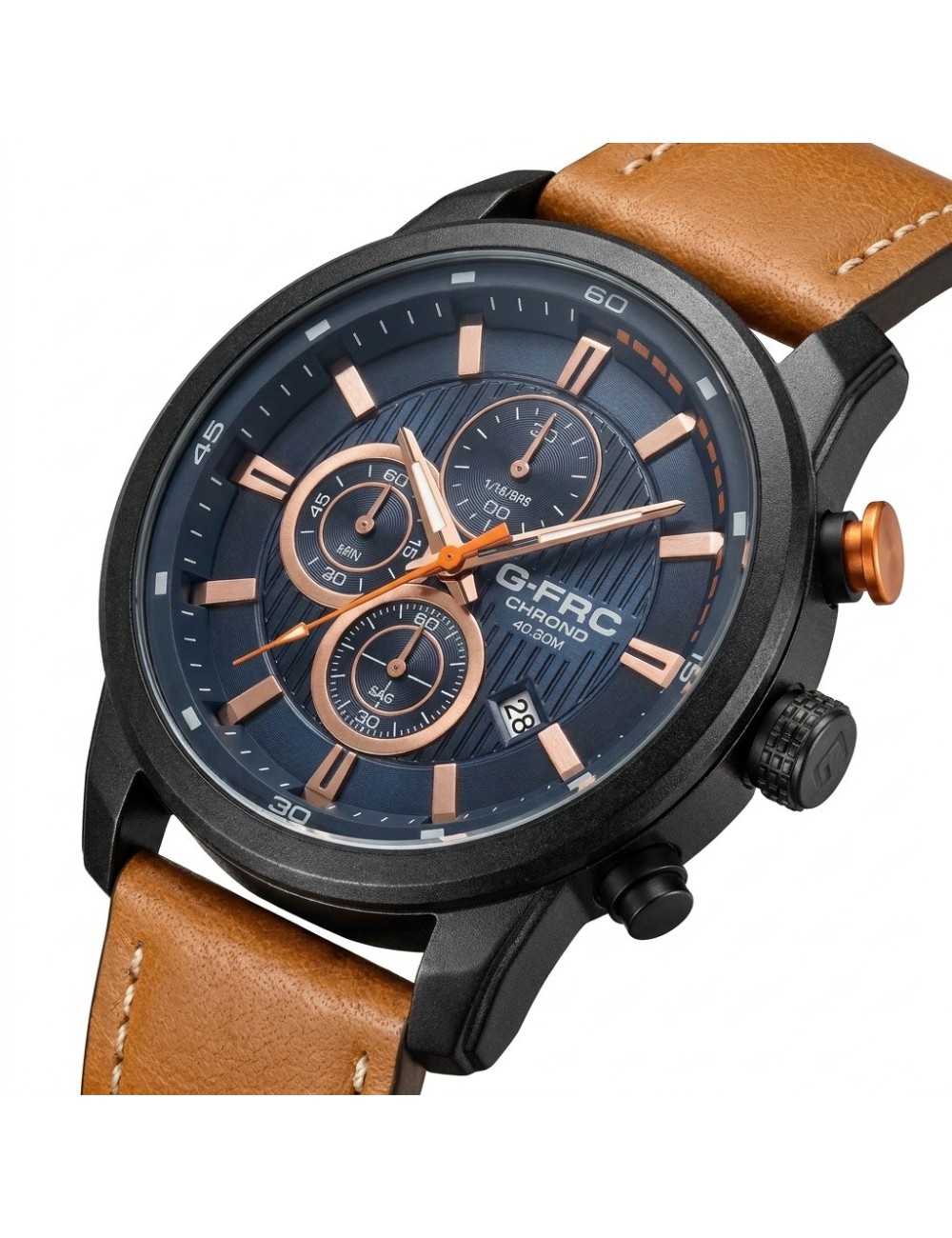 Reloj G-force Gr8291 Cronografo De Cuero + Estuche Premium
