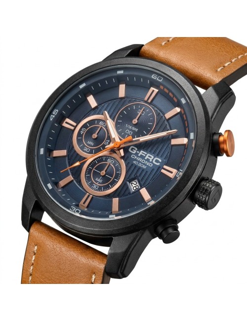 Reloj G-force Gr8291 Cronografo De Cuero + Estuche Premium