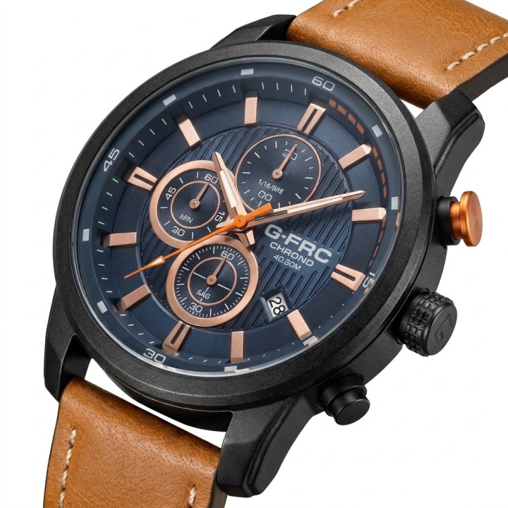 Reloj G-force Gr8291 Cronografo De Cuero + Estuche Premium