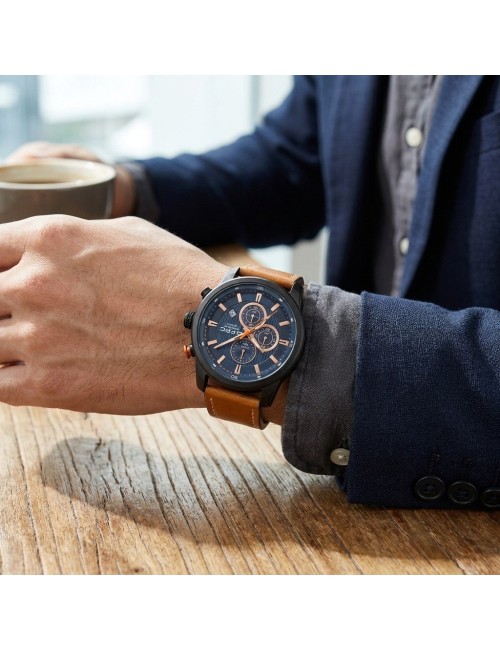 Reloj G-force Gr8291 Cronografo De Cuero + Estuche Premium