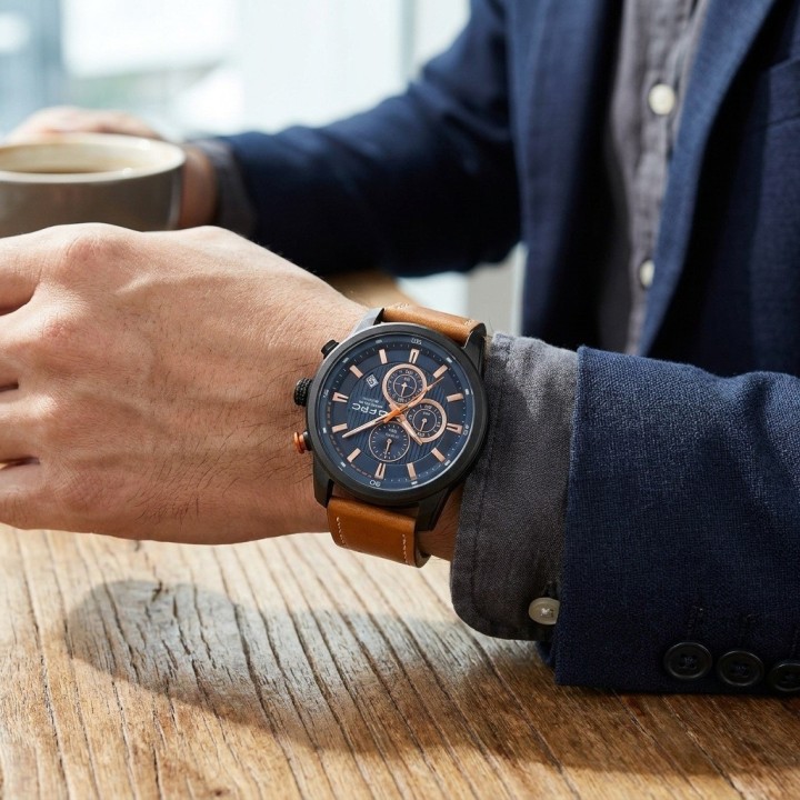 Reloj G-force Gr8291 Cronografo De Cuero + Estuche Premium