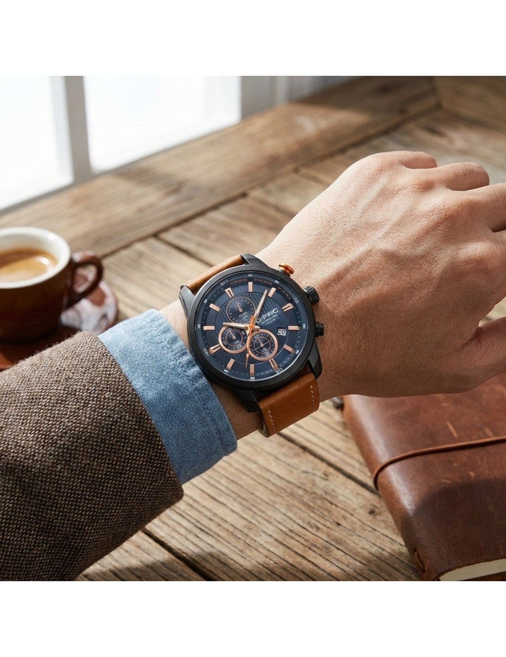 Reloj G-force Gr8291 Cronografo De Cuero + Estuche Premium