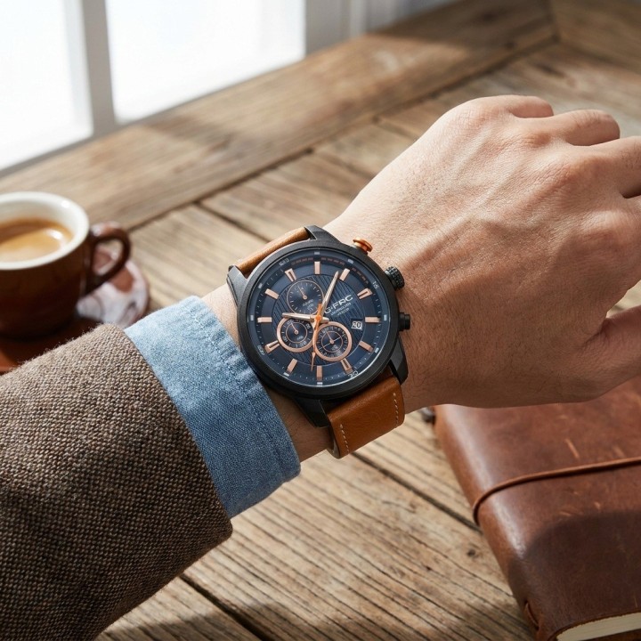 Reloj G-force Gr8291 Cronografo De Cuero + Estuche Premium