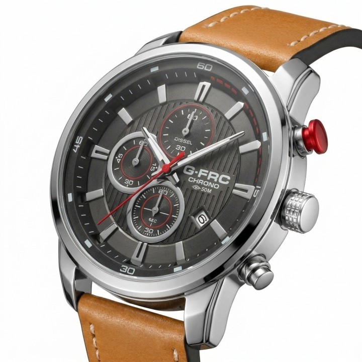 Reloj G-force Gr8291 Cronografo De Cuero + Estuche Premium