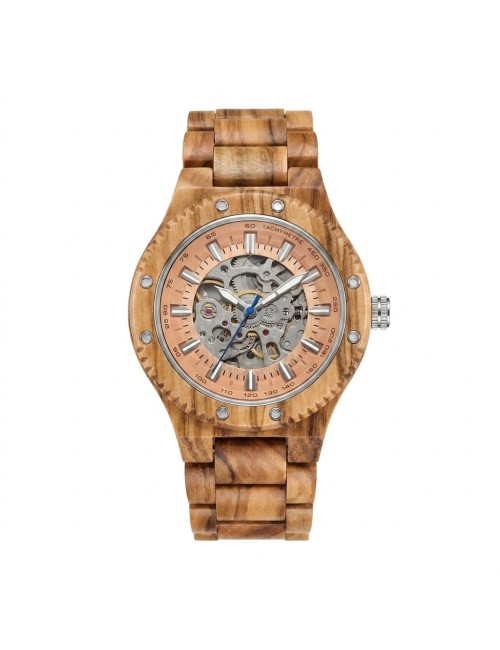 Reloj G-force Gm-137b Automatico De Bambu + Estuche Premium