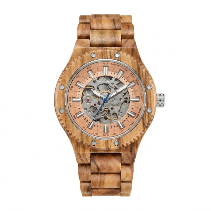 Reloj G-force Gm-137b Automatico De Bambu + Estuche Premium