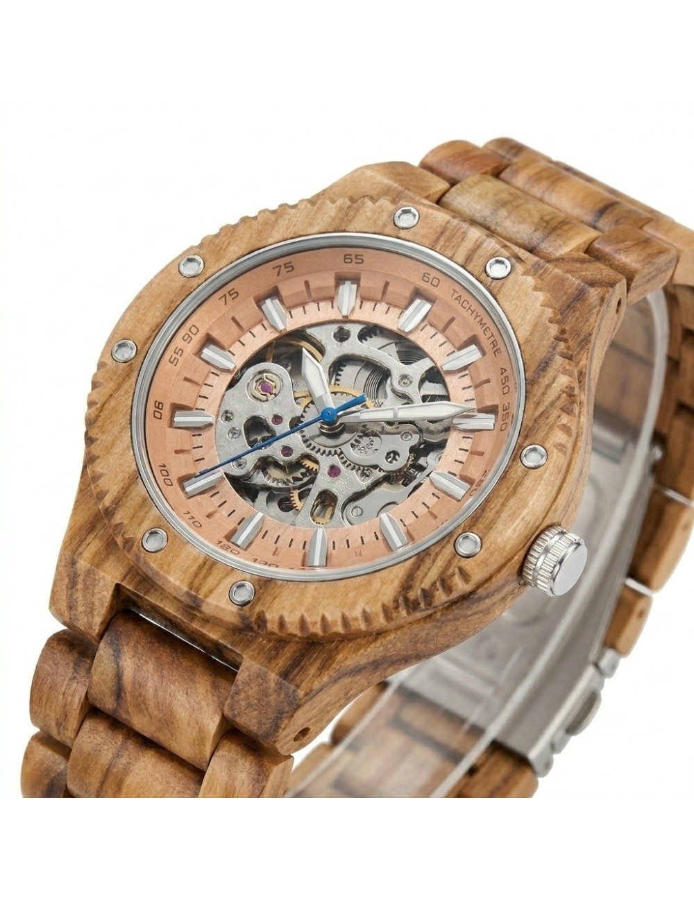 Reloj G-force Gm-137b Automatico De Bambu + Estuche Premium